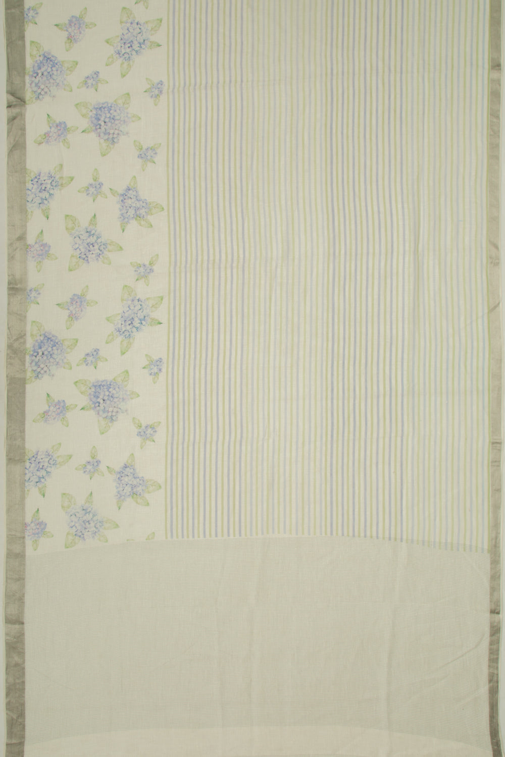 Linen Horizontal Lines White Saree