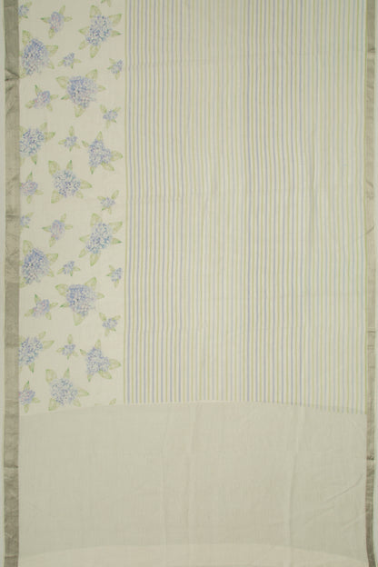 Linen Horizontal Lines White Saree