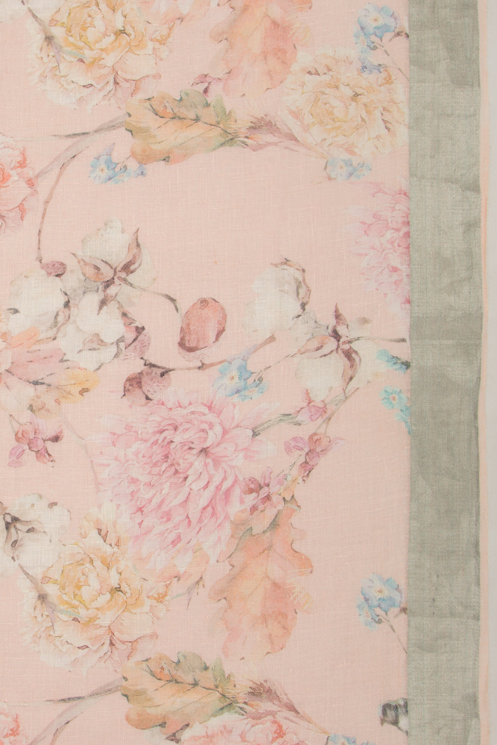 Linen Floral Printed Peach Saree