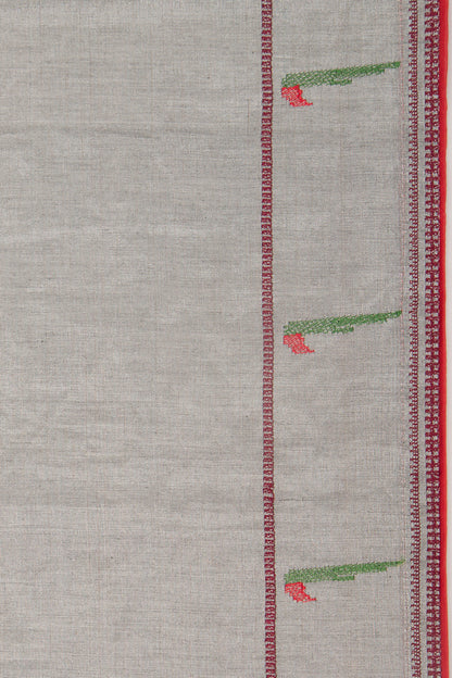 Organza Tissue Plain Silver Saree