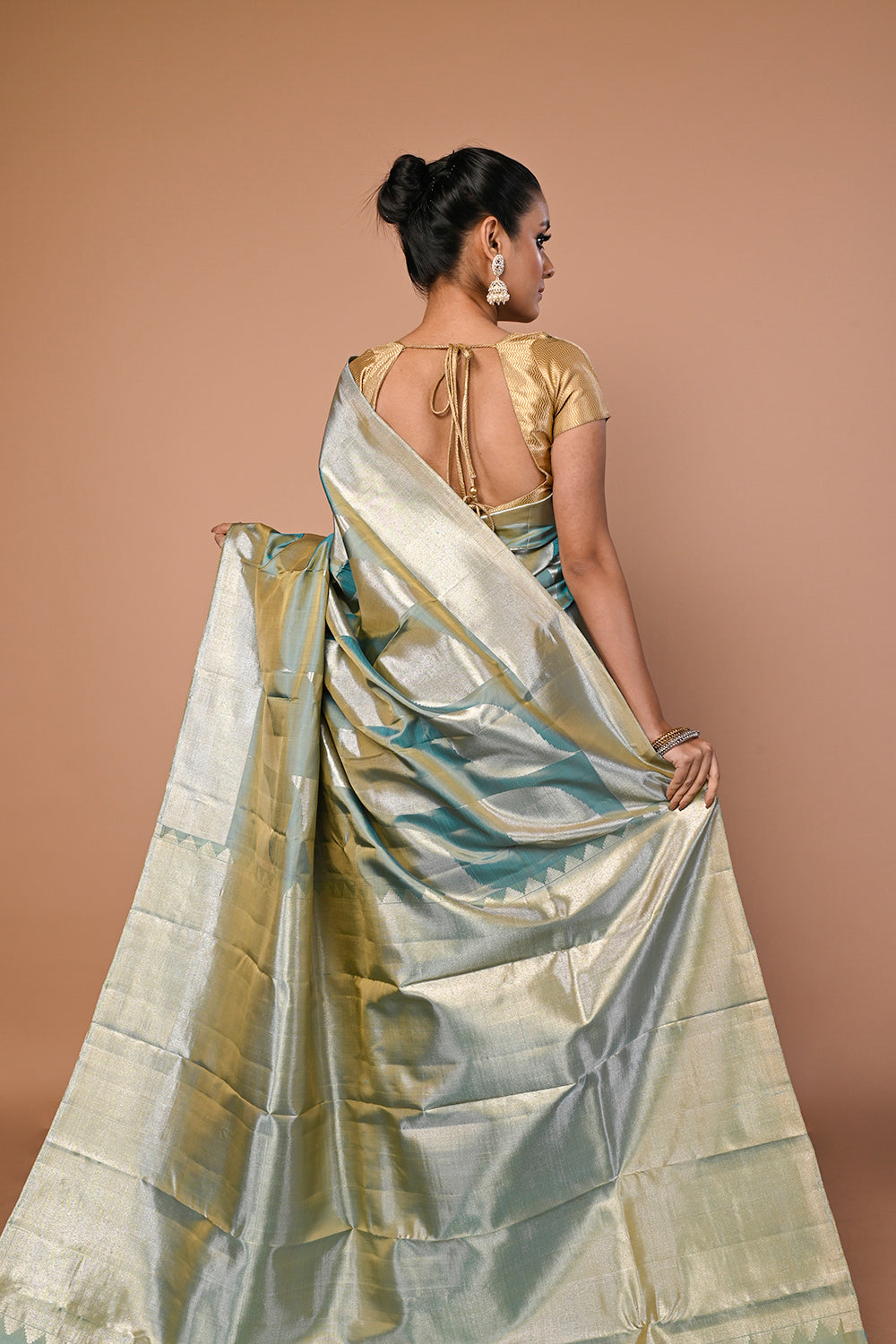 Kanchipuram Silk Geometrical Brocade Blue Saree