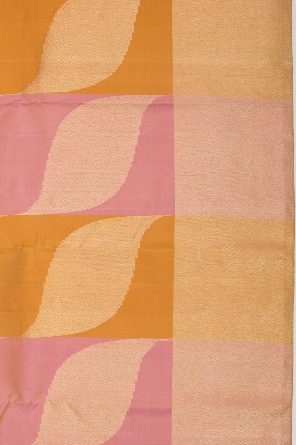 Kanchipuram Silk Tissue Brocade Pink And Mustard Yellow Saree