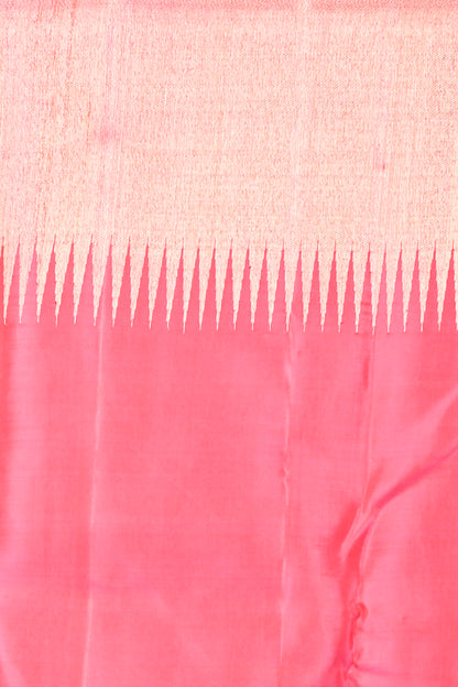 Kanchipuram Silk Geometrical Brocade Pink Saree