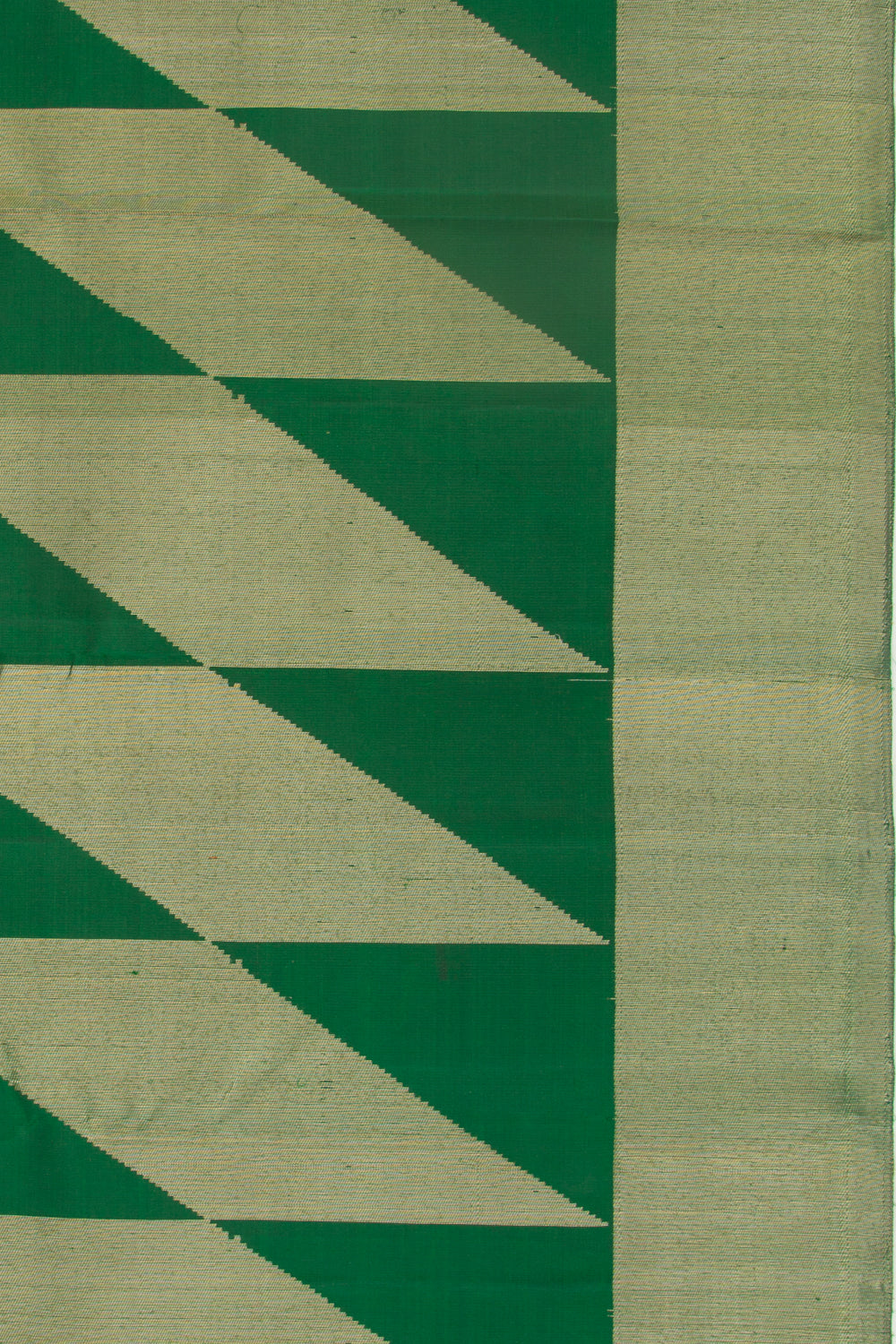 Kanchipuram Silk Geometrical Lines Green Saree