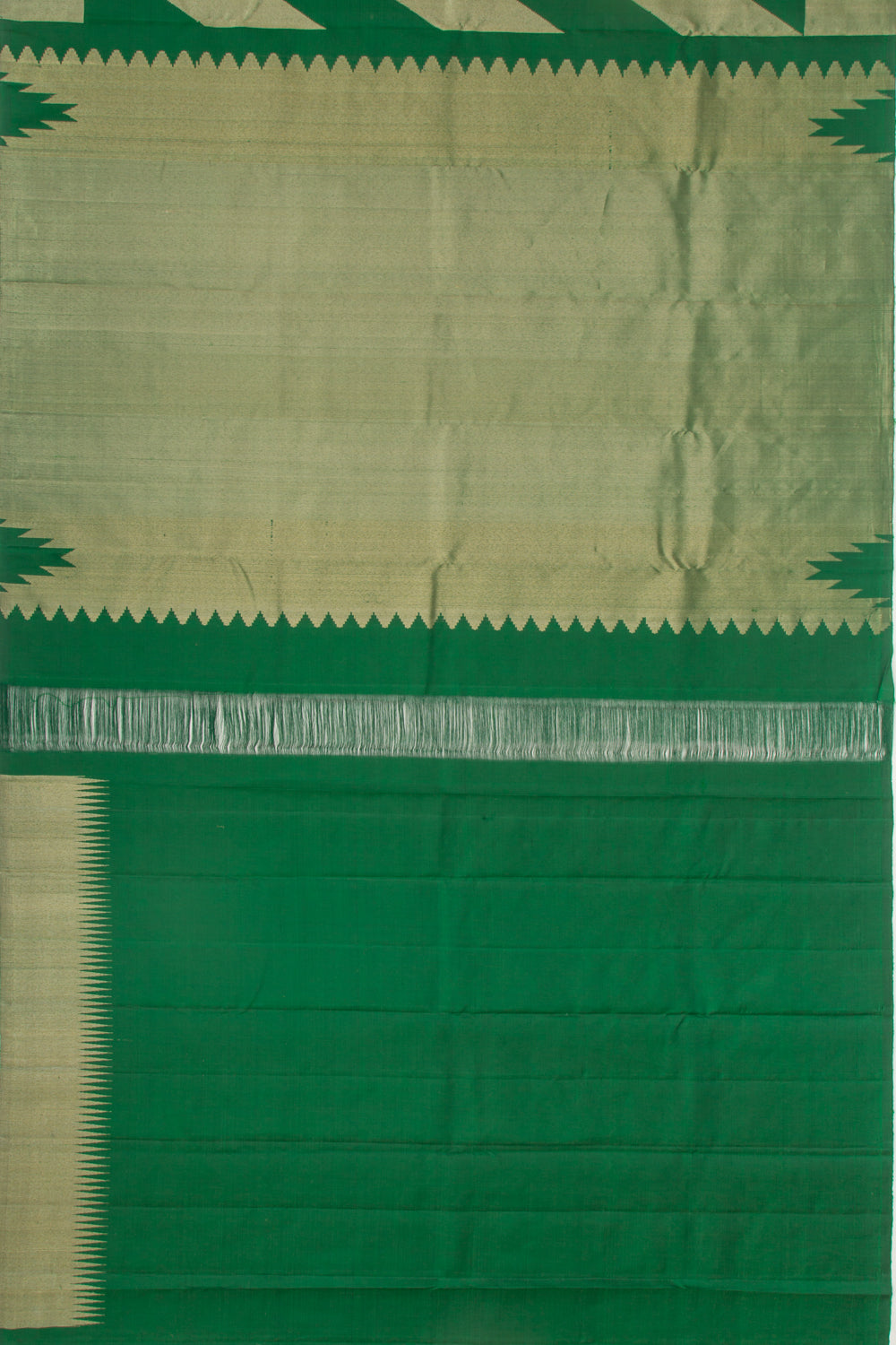 Kanchipuram Silk Geometrical Lines Green Saree