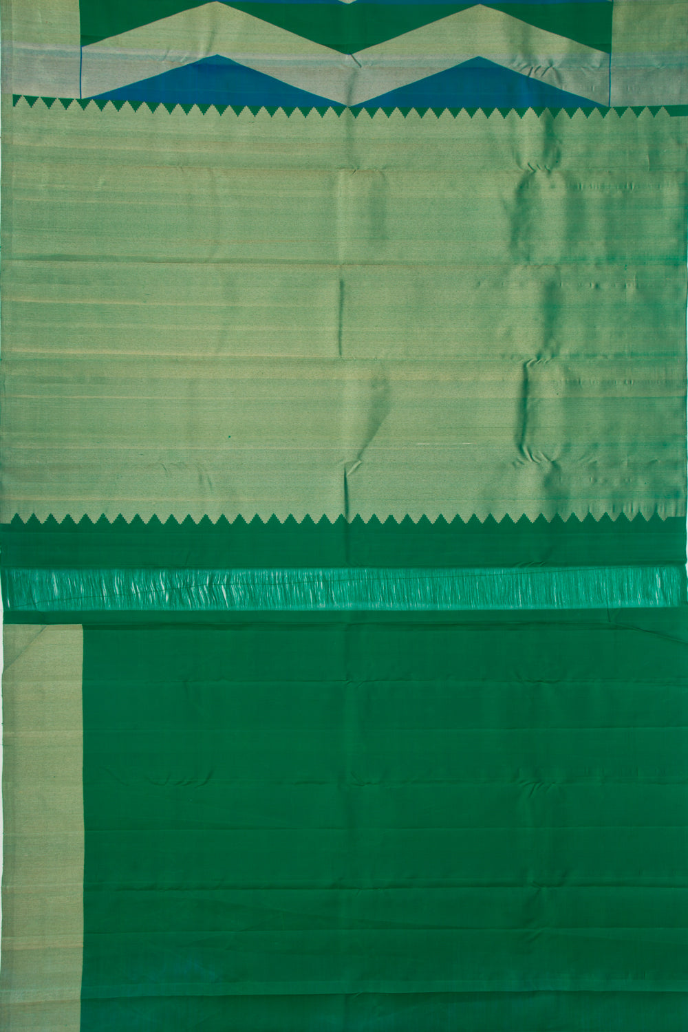 Kanchipuram Silk Geometrical Lines Green Saree