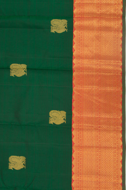Kanchipuram Silk Butta Dark Green Saree