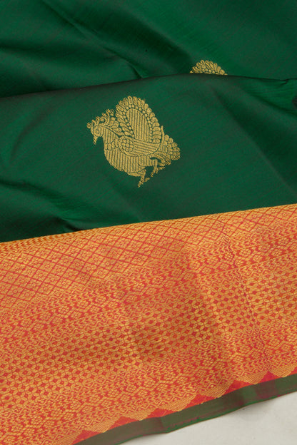 Kanchipuram Silk Butta Dark Green Saree