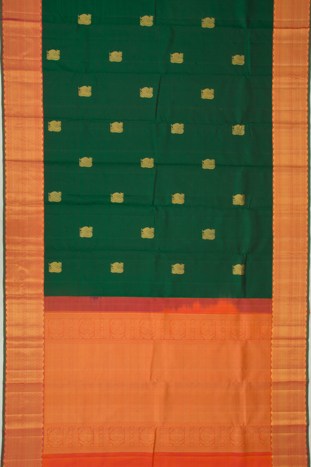 Kanchipuram Silk Butta Dark Green Saree