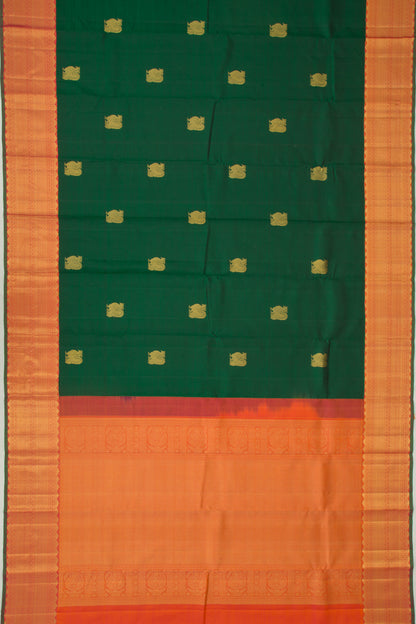 Kanchipuram Silk Butta Dark Green Saree