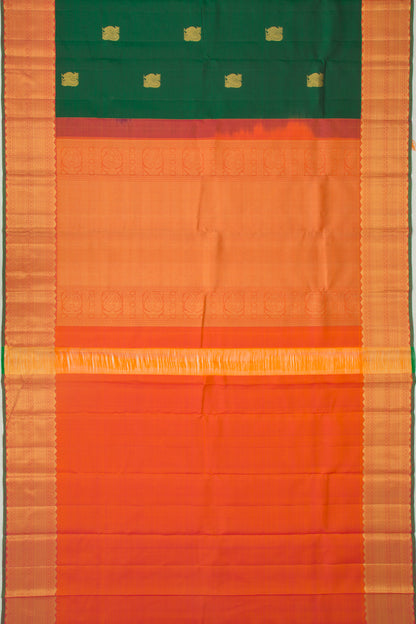 Kanchipuram Silk Butta Dark Green Saree