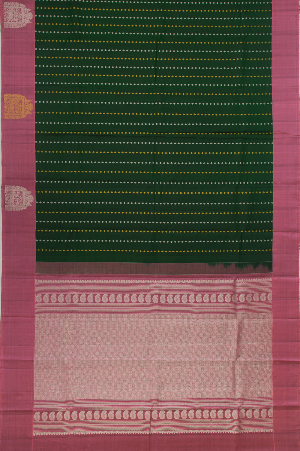 Taranga Kanchi Silk Brocade Bottle Green Saree