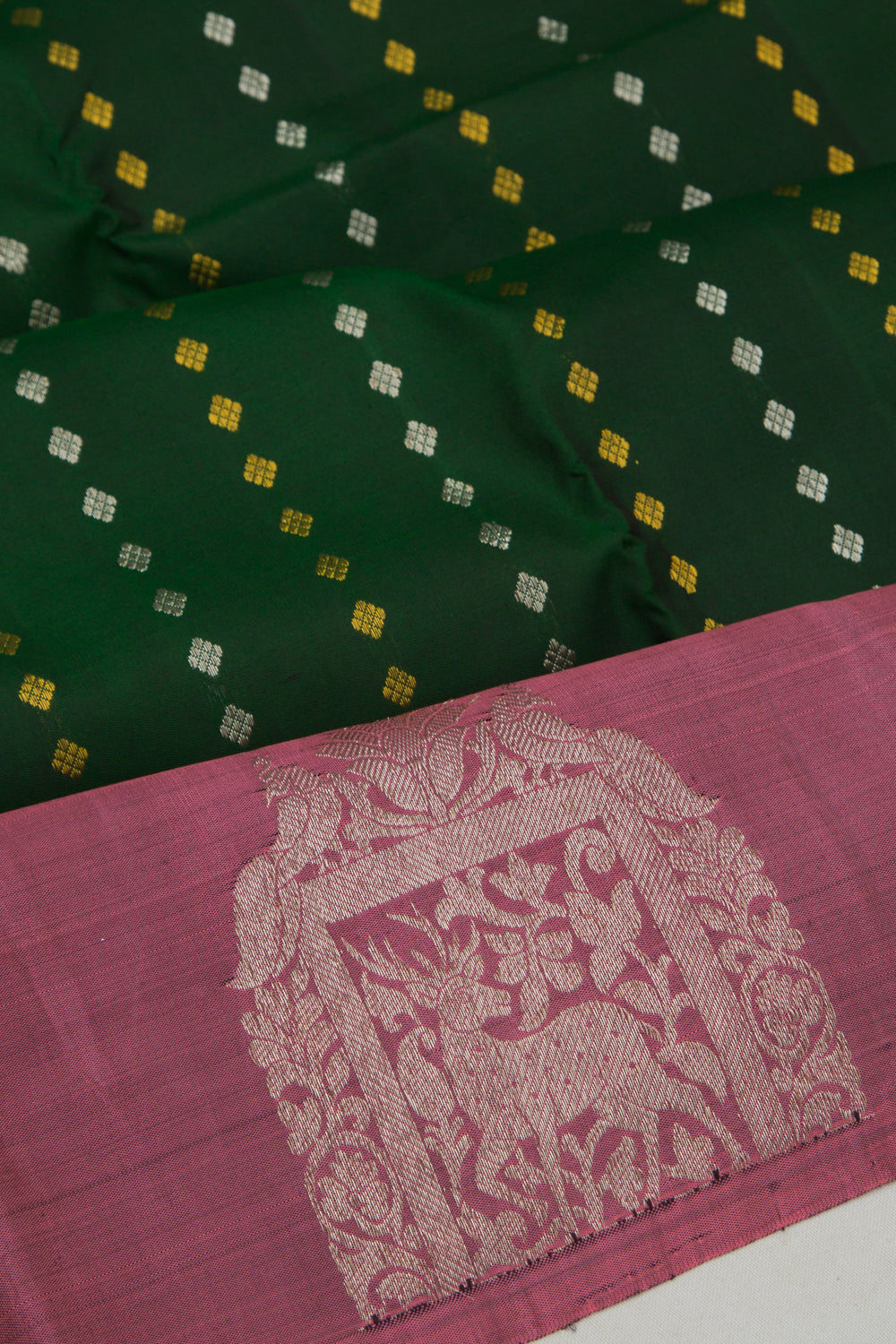 Taranga Kanchi Silk Brocade Bottle Green Saree