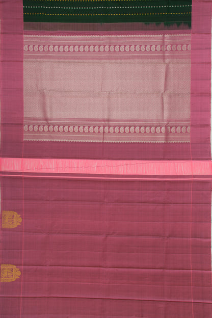 Taranga Kanchi Silk Brocade Bottle Green Saree