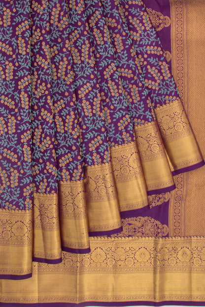 Kanchipuram Silk Brocade Violet Saree