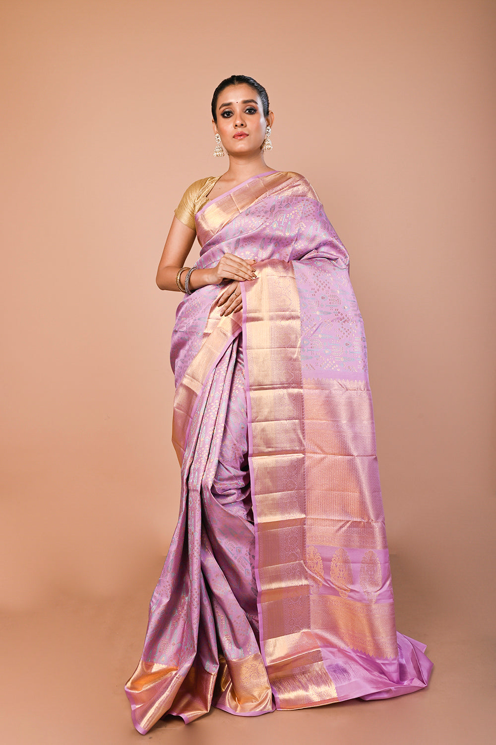 Kanchipuram Silk Brocade Lavender Saree