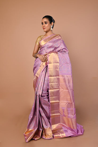Kanchipuram Silk Brocade Lavender Saree