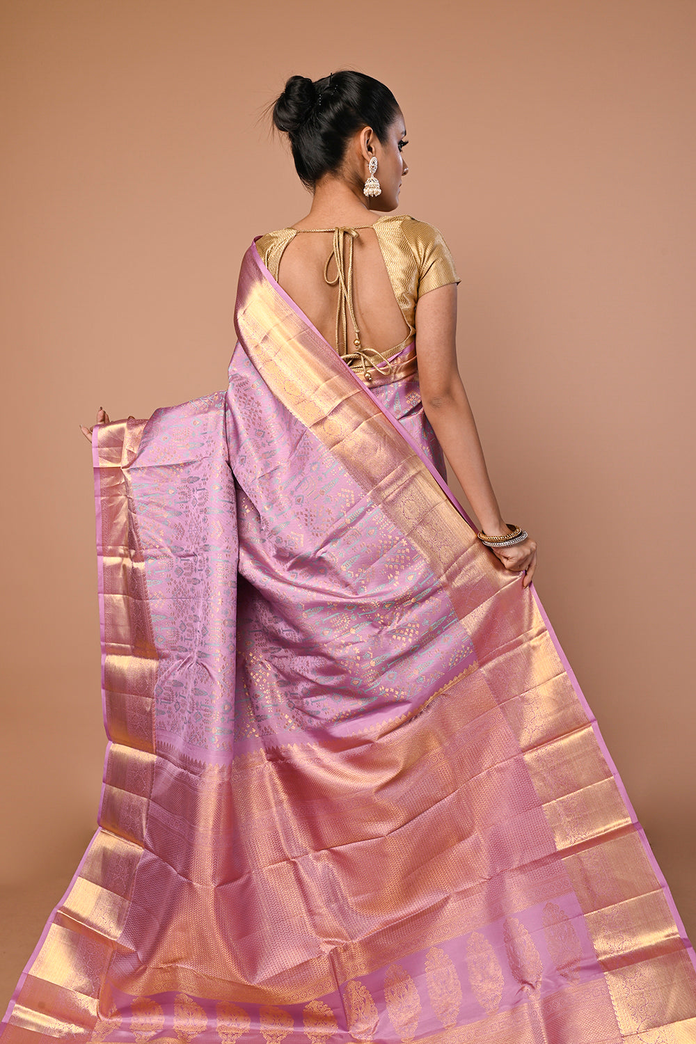 Kanchipuram Silk Brocade Lavender Saree