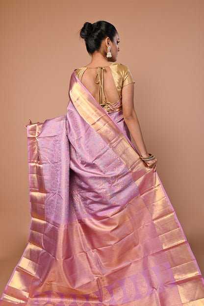 Kanchipuram Silk Brocade Lavender Saree