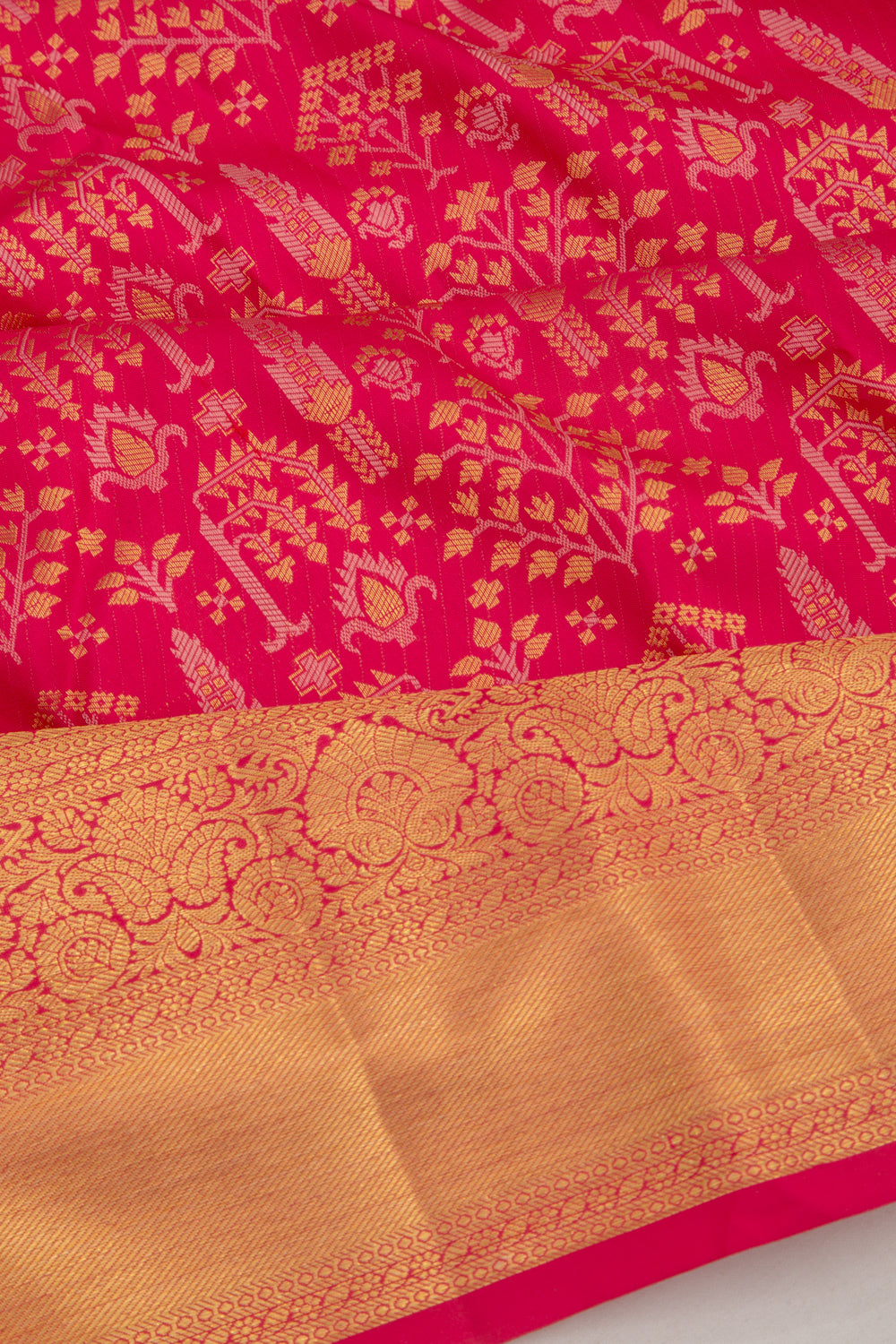 Kanchipuram Silk Brocade Pink Saree