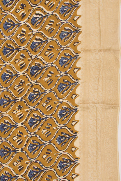 Chanderi Silk Batik Printed Mehendi Green Saree