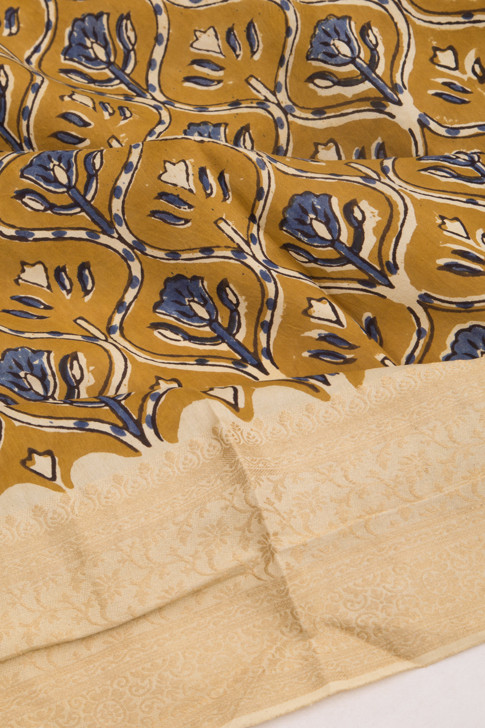 Chanderi Silk Batik Printed Mehendi Green Saree