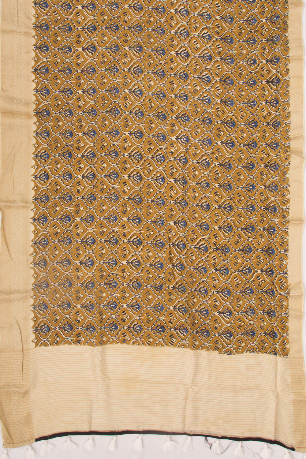 Chanderi Silk Batik Printed Mehendi Green Saree