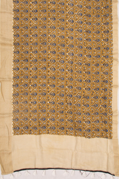 Chanderi Silk Batik Printed Mehendi Green Saree