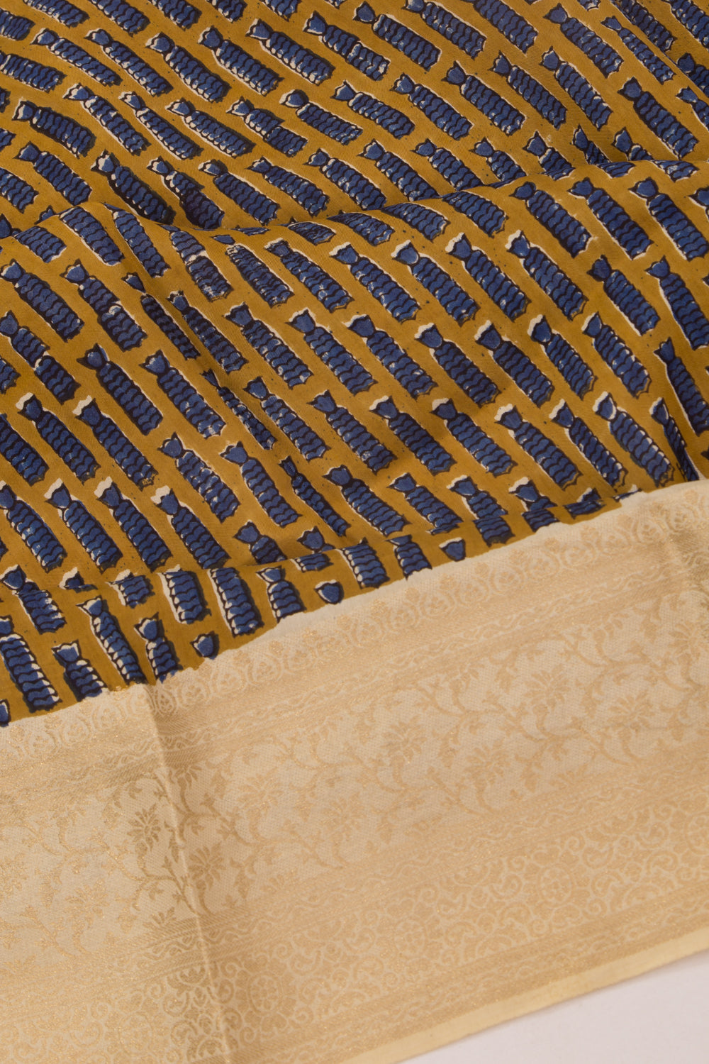 Chanderi Silk Batik Printed Mehendi Green Saree