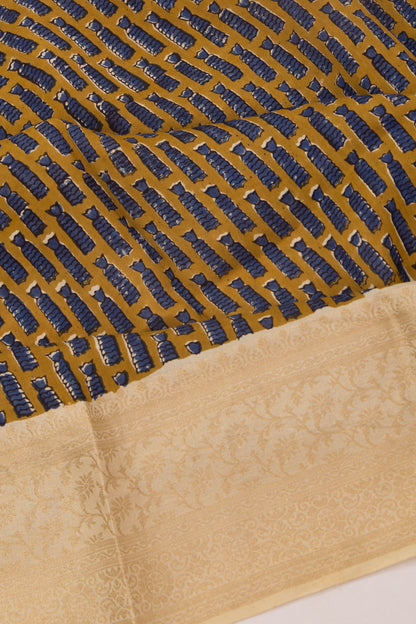 Chanderi Silk Batik Printed Mehendi Green Saree