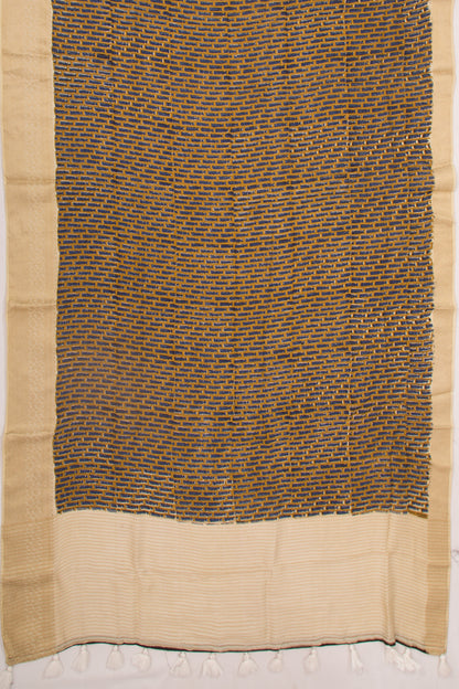 Chanderi Silk Batik Printed Mehendi Green Saree