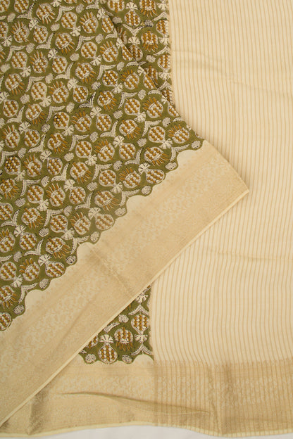 Chanderi Silk Batik Printed Green Saree