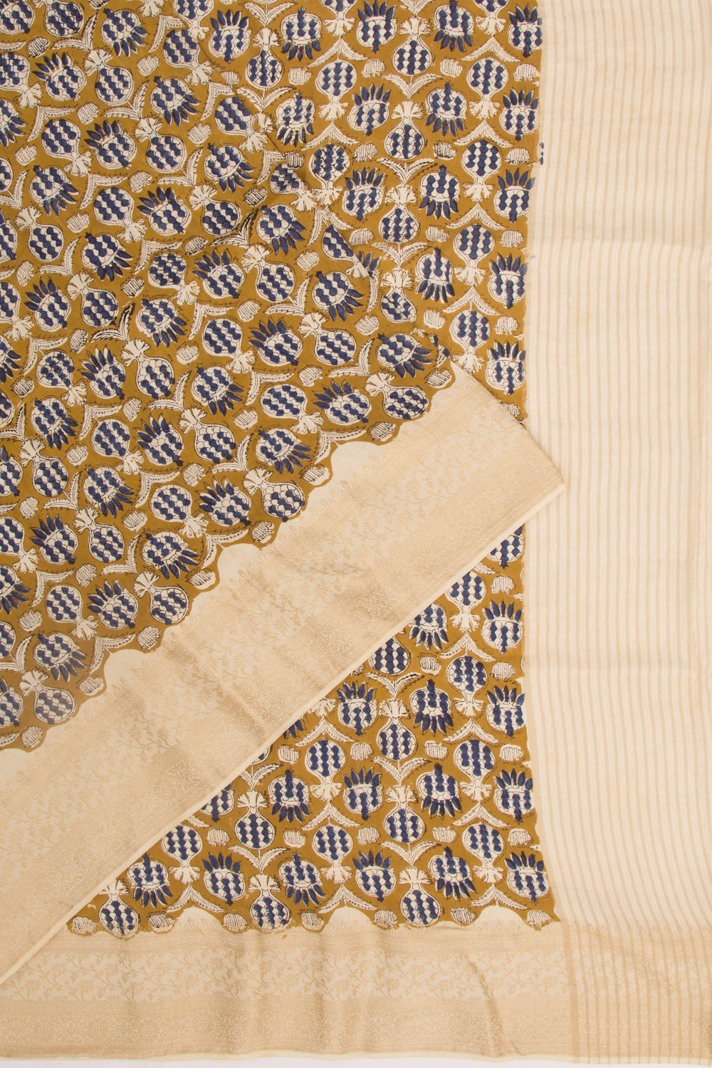 Chanderi Silk Batik Printed Green Saree