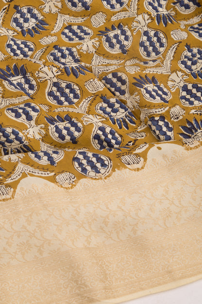 Chanderi Silk Batik Printed Green Saree