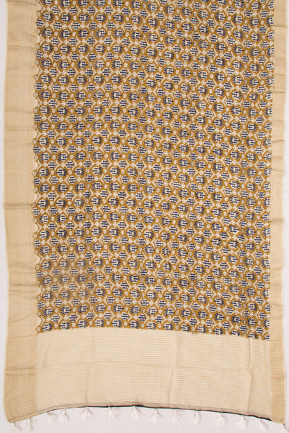 Chanderi Silk Batik Printed Green Saree