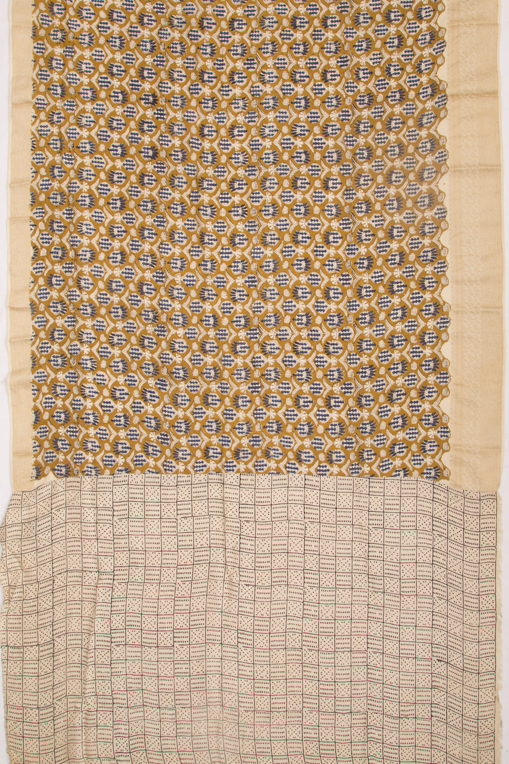 Chanderi Silk Batik Printed Green Saree