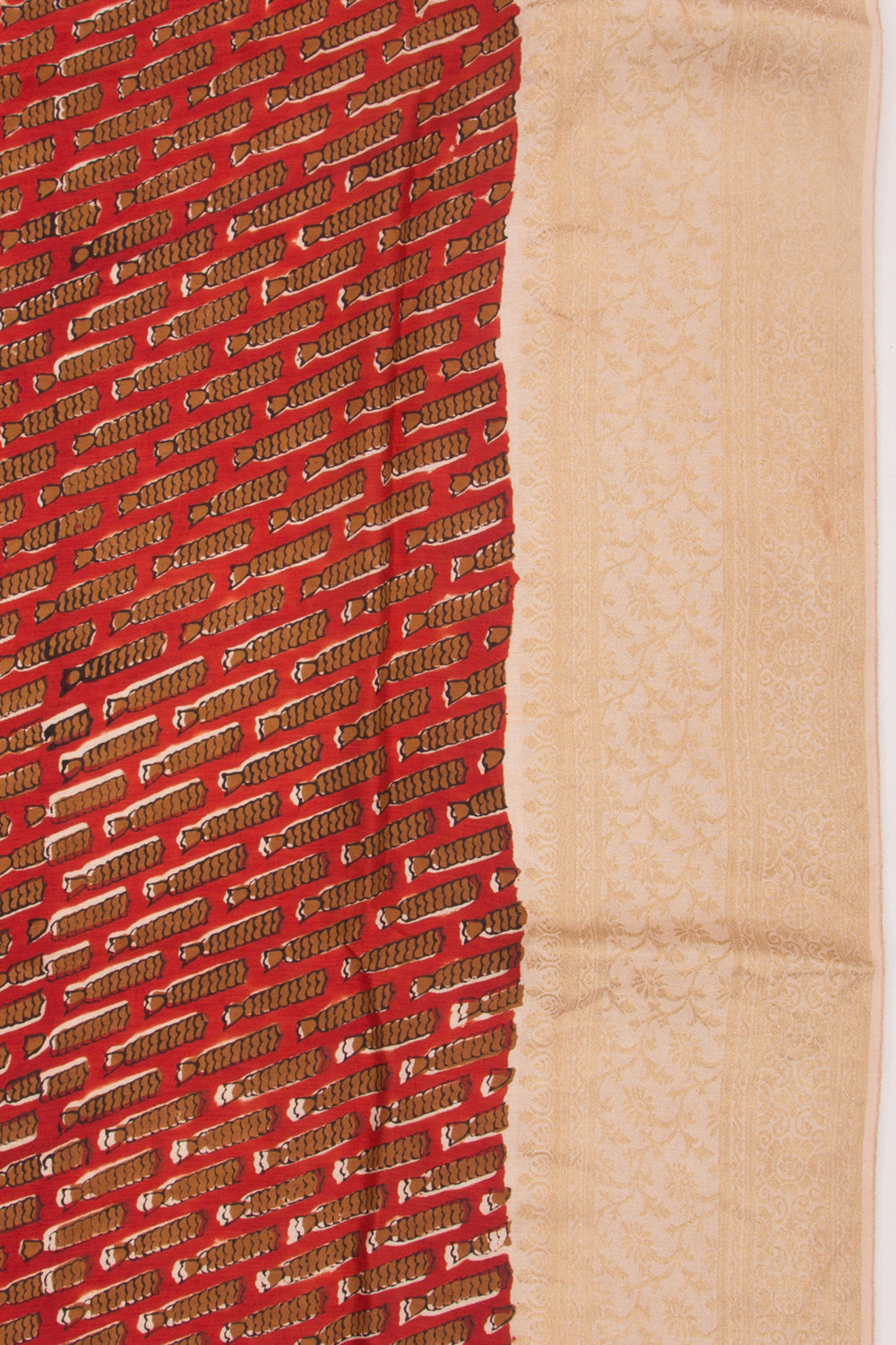 Chanderi Silk Batik Printed Brown Saree