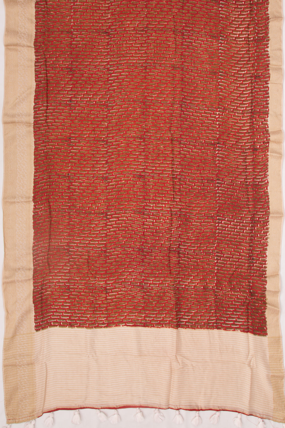 Chanderi Silk Batik Printed Brown Saree