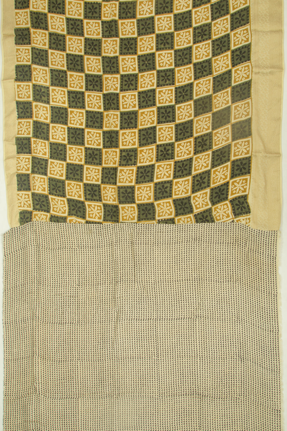 Chanderi Silk Printed Cream Saree