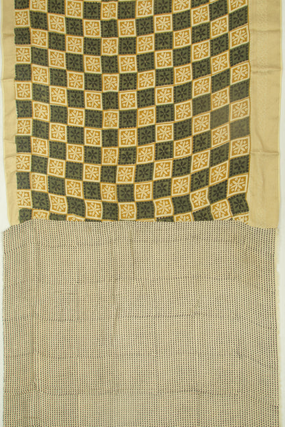 Chanderi Silk Printed Cream Saree