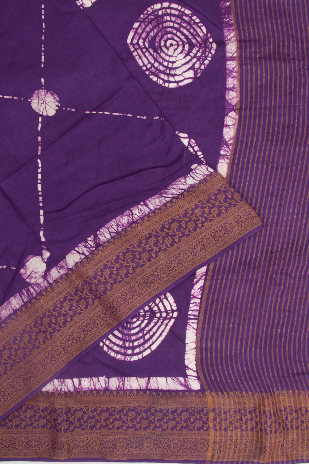 Chanderi Silk Batik Printed Violet Saree