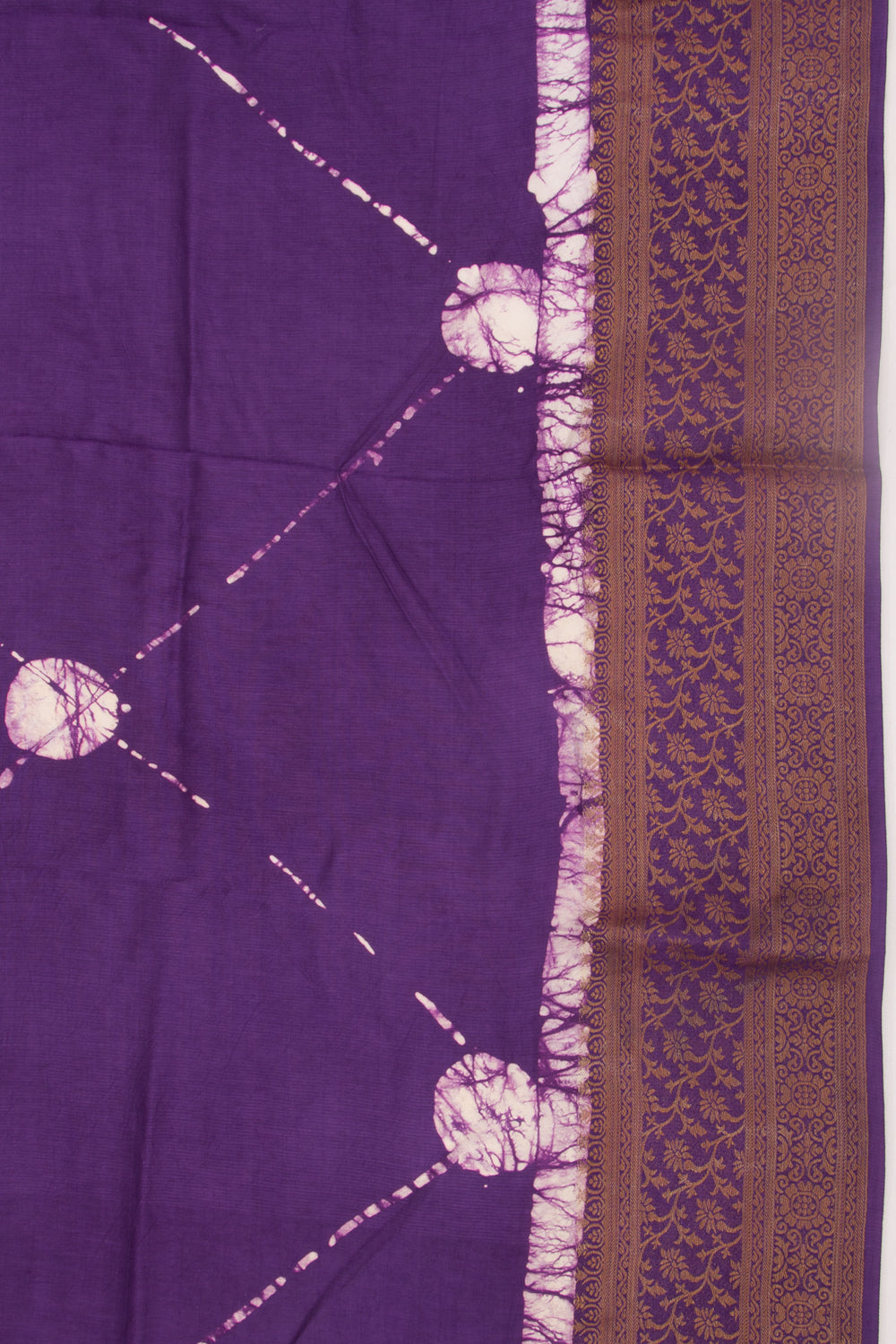 Chanderi Silk Batik Printed Violet Saree