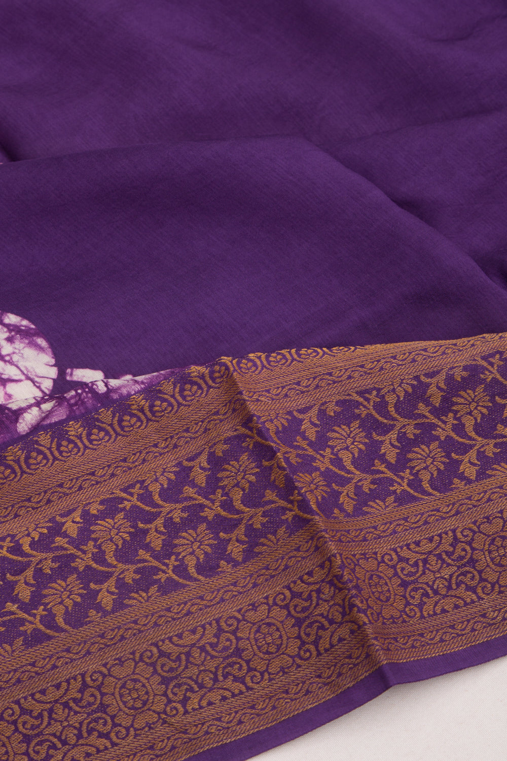 Chanderi Silk Batik Printed Violet Saree