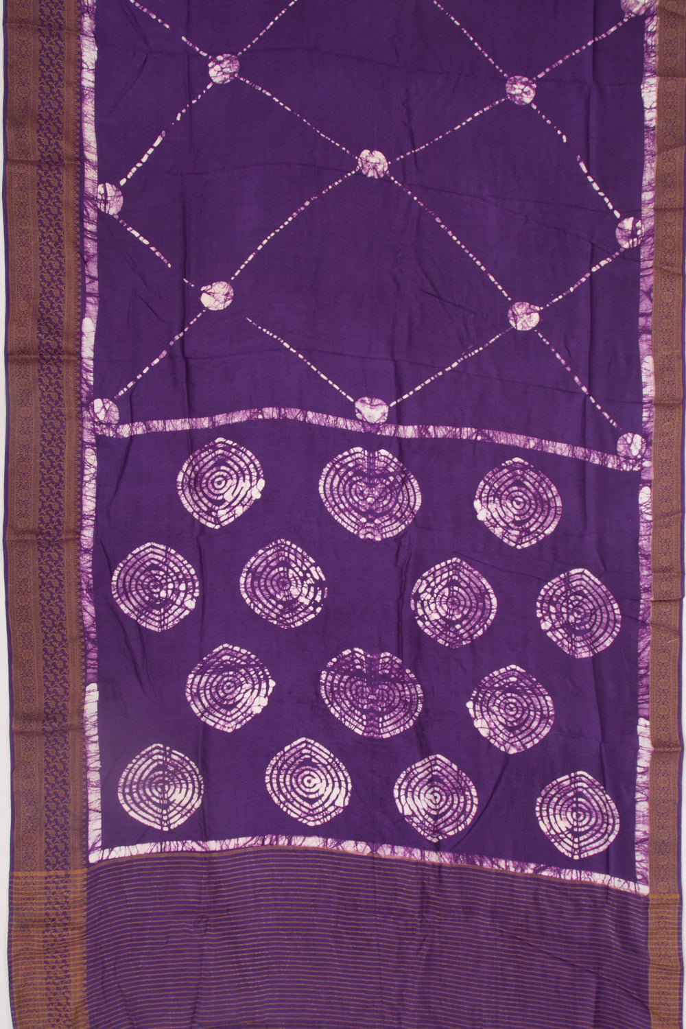 Chanderi Silk Batik Printed Violet Saree