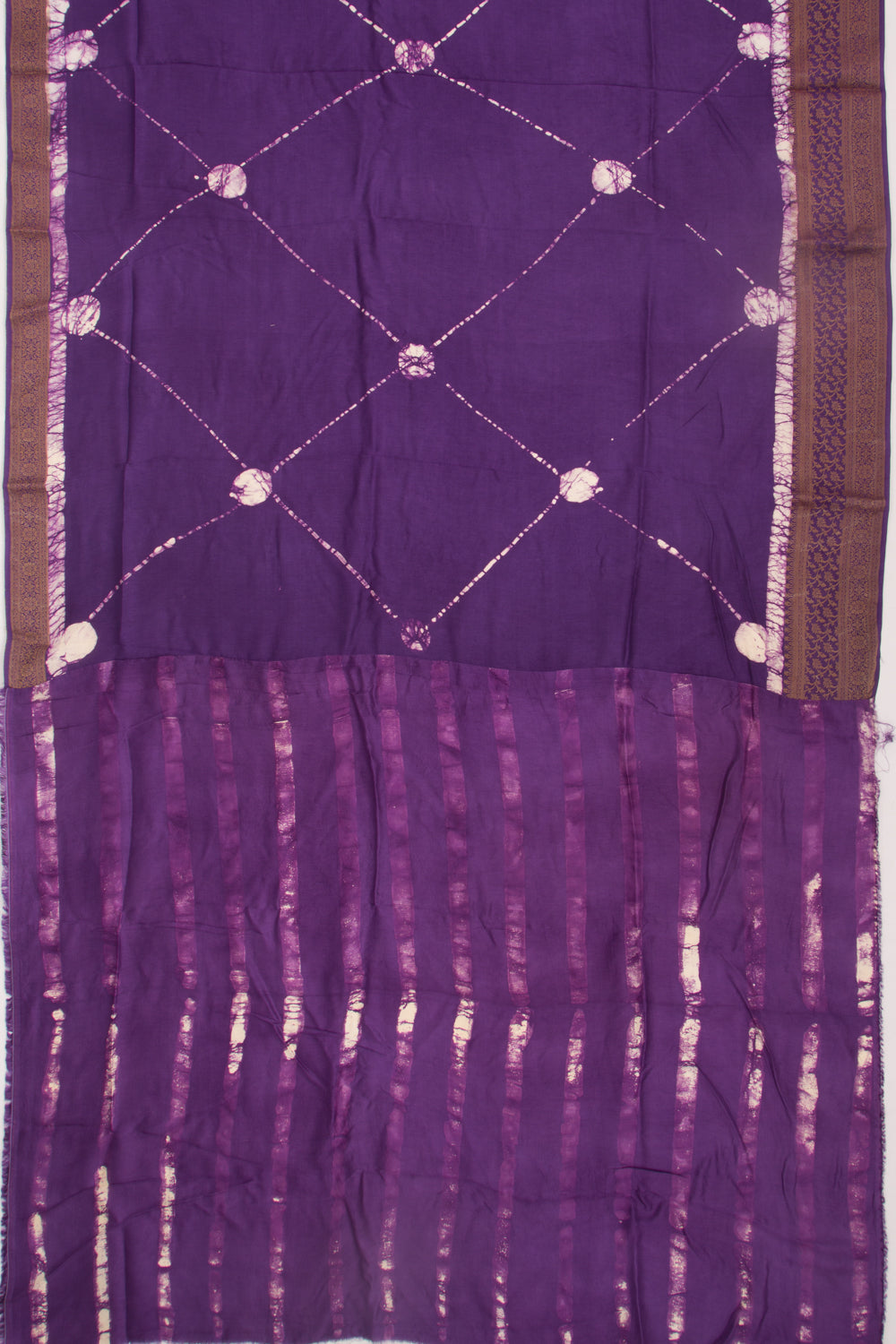 Chanderi Silk Batik Printed Violet Saree