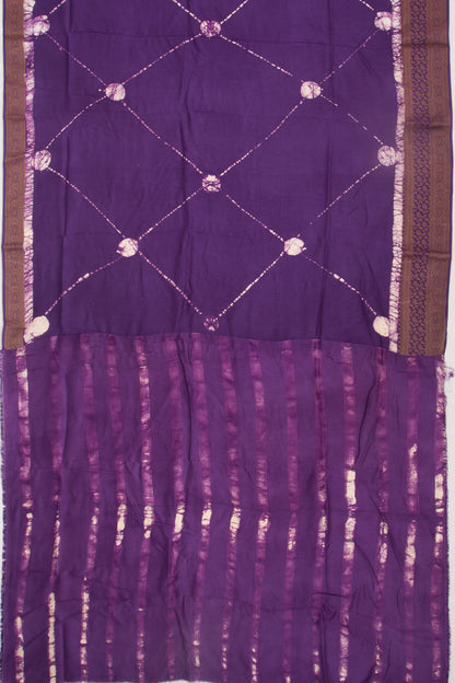 Chanderi Silk Batik Printed Violet Saree