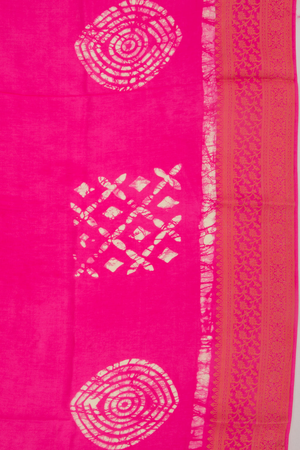 Chanderi Silk Batik Printed Pink Saree