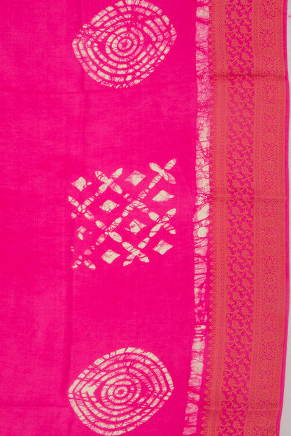 Chanderi Silk Batik Printed Pink Saree