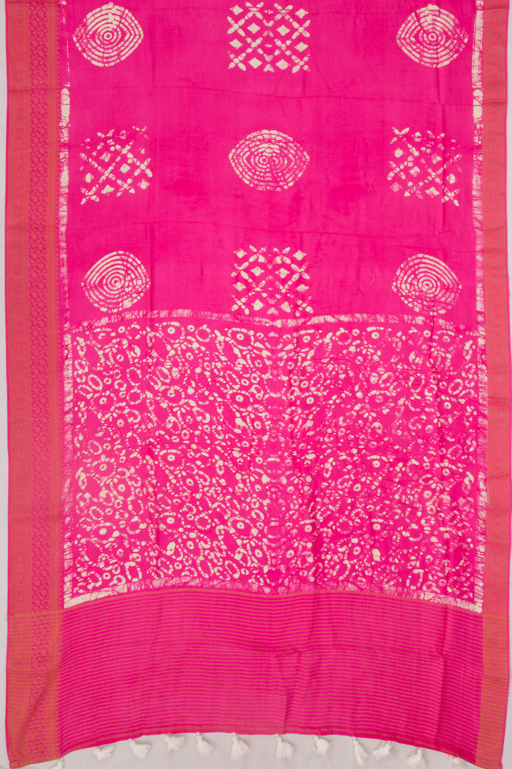 Chanderi Silk Batik Printed Pink Saree