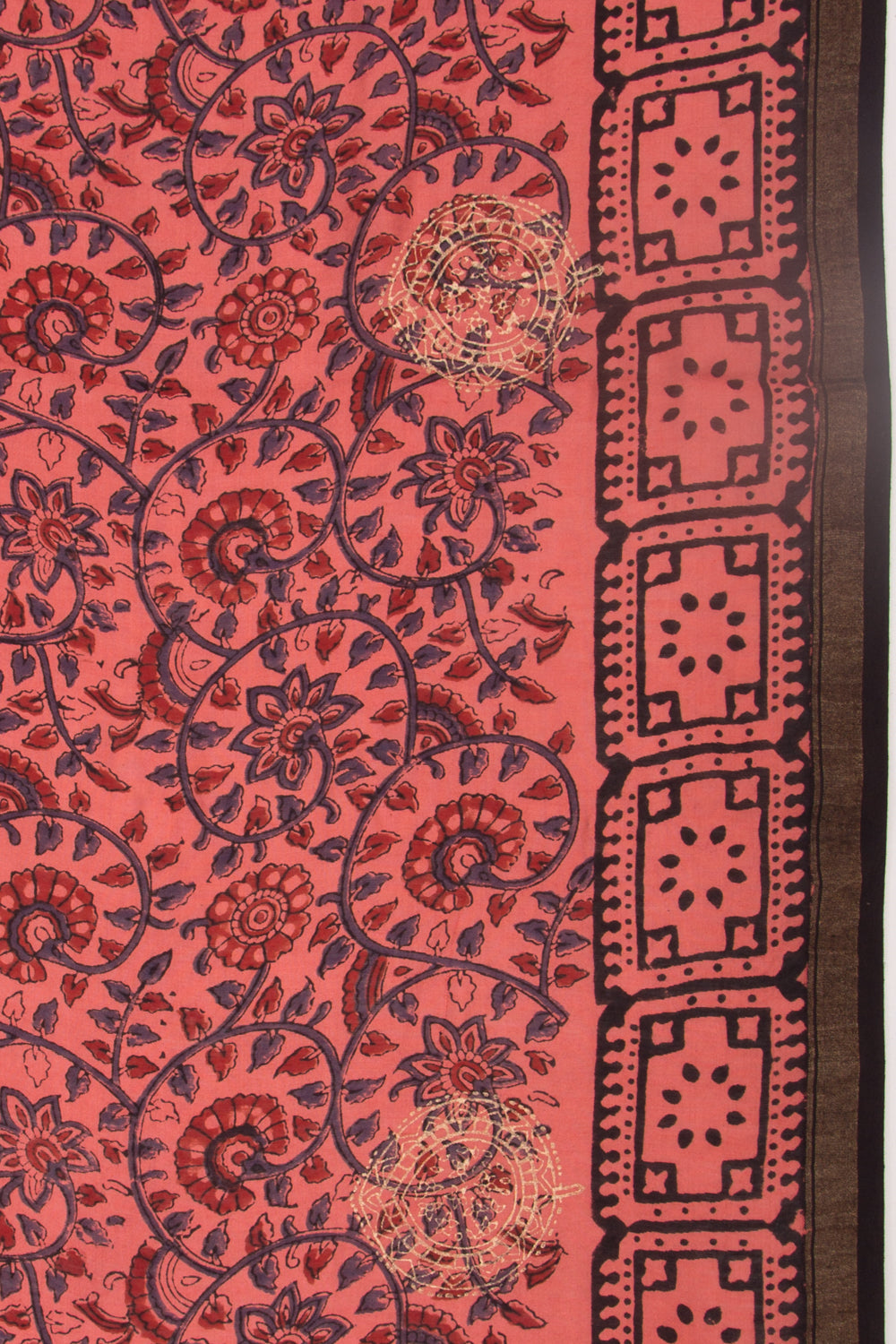 Chanderi Silk Batik Printed And Butta Peach Saree